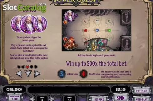 Πίνακας πληρωμών 3. Tower Quest Κουλοχέρης 
