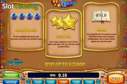 Πίνακας πληρωμών 1. Wizard of Gems Κουλοχέρης 
