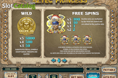 Οθόνη3. Aztec Princess (Play'n Go) Κουλοχέρης 