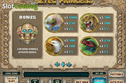 Οθόνη4. Aztec Princess (Play'n Go) Κουλοχέρης 