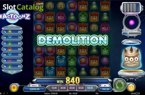 Οθόνη6. Reactoonz Κουλοχέρης