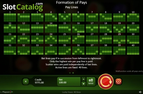 Οθόνη5. Lucky Staxx 40 lines Κουλοχέρης