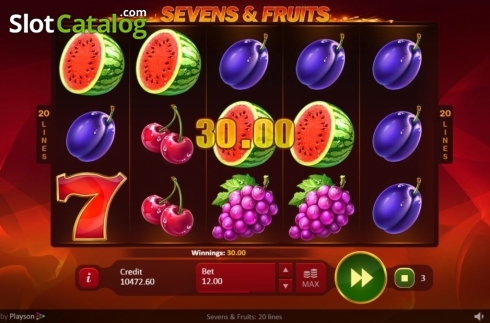 Οθόνη5. Sevens Fruits: 20 lines Κουλοχέρης 