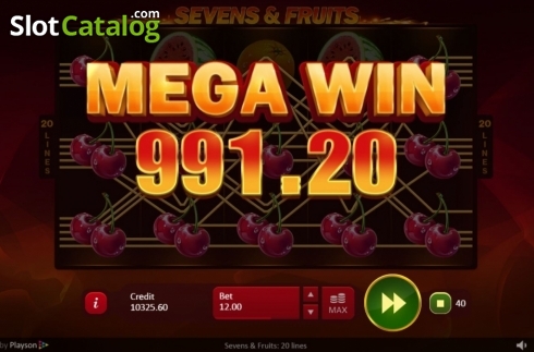 Οθόνη7. Sevens Fruits: 20 lines Κουλοχέρης 