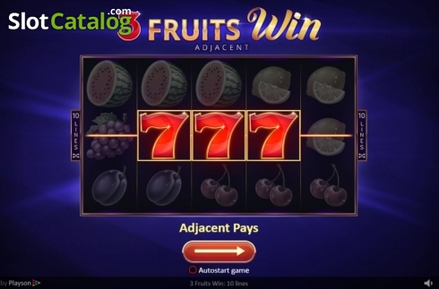 Οθόνη2. 3 Fruits Win: 10 lines Κουλοχέρης