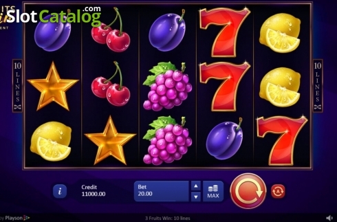 Οθόνη3. 3 Fruits Win: 10 lines Κουλοχέρης