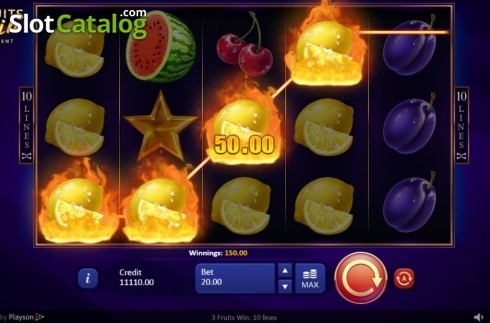 Οθόνη4. 3 Fruits Win: 10 lines Κουλοχέρης