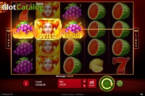 Οθόνη3. Fruits Jokers: 100 lines Κουλοχέρης