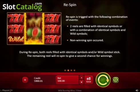 Οθόνη9. Wild Burning Wins: 5 lines Κουλοχέρης