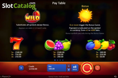 Οθόνη8. Sunny Fruits: Hold and Win Κουλοχέρης