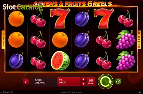 Οθόνη3. Sevens and Fruits: 6 Reels Κουλοχέρης
