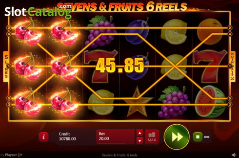 Οθόνη6. Sevens and Fruits: 6 Reels Κουλοχέρης