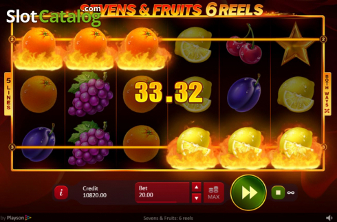 Οθόνη7. Sevens and Fruits: 6 Reels Κουλοχέρης