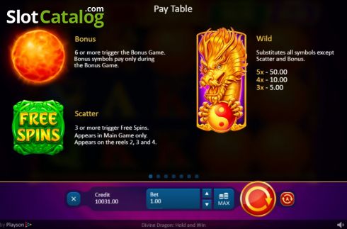 Οθόνη8. Divine Dragon: Hold and Win Κουλοχέρης 