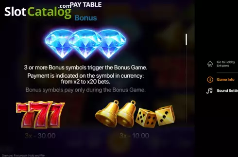 Οθόνη8. Diamond Fortunator Hold and Win Κουλοχέρης 