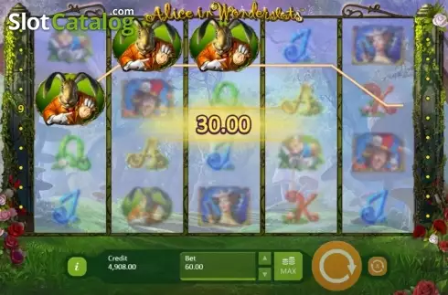 Οθόνη 2. Alice in Wonderslots Κουλοχέρης
