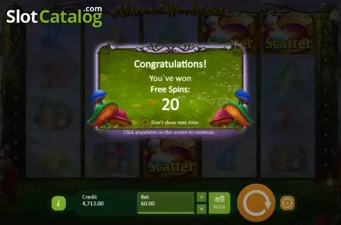 Οθόνη 8. Alice in Wonderslots Κουλοχέρης