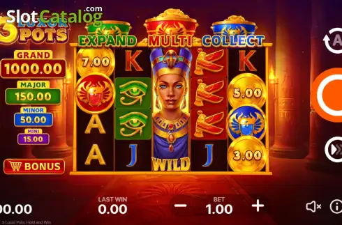 Οθόνη2. 3 Luxor Pots Hold and Win Κουλοχέρης 