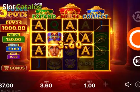 Οθόνη3. 3 Luxor Pots Hold and Win Κουλοχέρης 