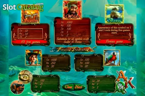 Πίνακας πληρωμών 1. Pirates Treasures Deluxe Κουλοχέρης