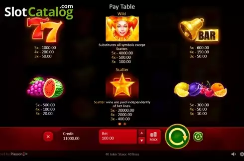 Οθόνη2. 40 Joker Staxx: 40 lines Κουλοχέρης