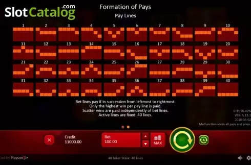 Οθόνη3. 40 Joker Staxx: 40 lines Κουλοχέρης