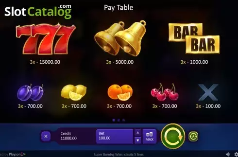 Οθόνη6. Super Burning Wins: classic 5 lines Κουλοχέρης 