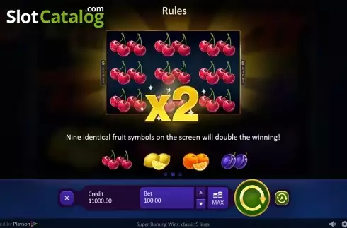 Οθόνη7. Super Burning Wins: classic 5 lines Κουλοχέρης 