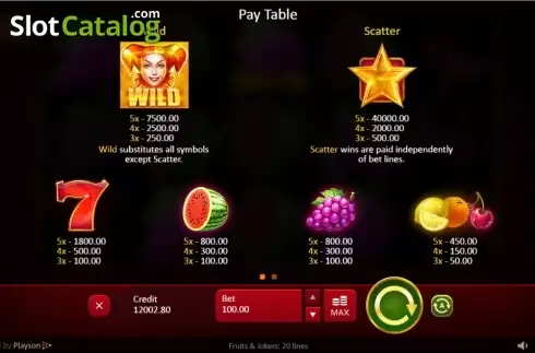 Οθόνη6. Fruits & Jokers: 20 Lines Κουλοχέρης