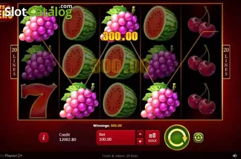 Οθόνη5. Fruits & Jokers: 20 Lines Κουλοχέρης