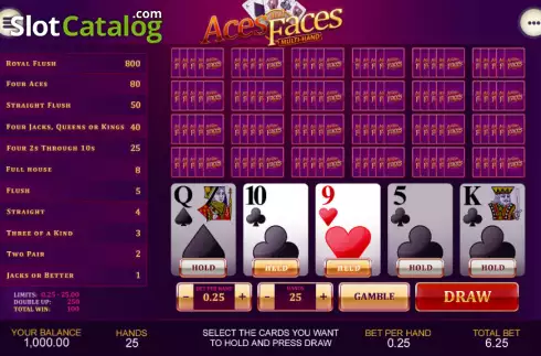 Οθόνη3. Aces And Faces Multi-Hand Κουλοχέρης
