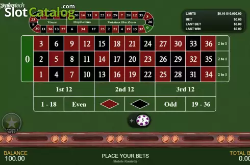 Οθόνη2. Mobile Roulette Κουλοχέρης