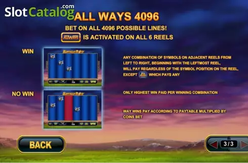 Feautures Description screen. Buffalo Blitz Κουλοχέρης