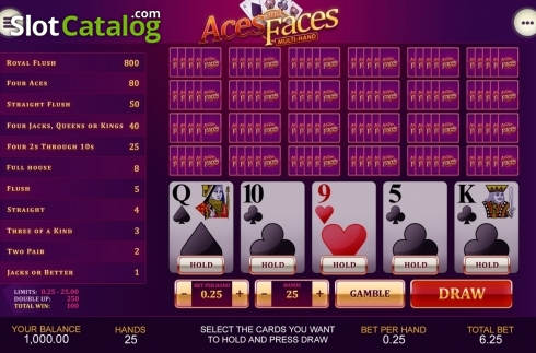 Οθόνη8. Aces and Faces Multihand (Playtech) Κουλοχέρης
