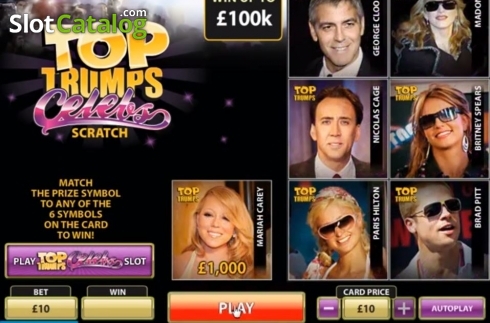 Οθόνη3. Top Trumps Celebs Scratch Κουλοχέρης