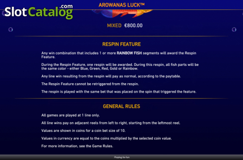 Οθόνη9. Arowanas Luck Κουλοχέρης