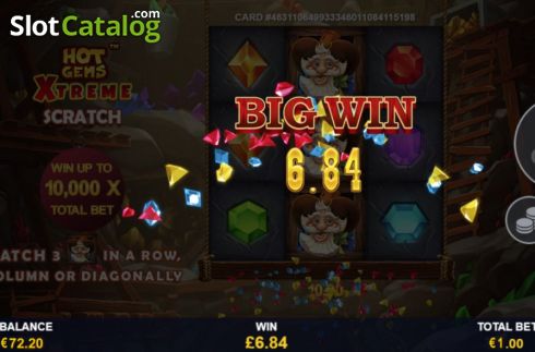 Οθόνη4. Hot Gems Xtreme Scratch Card Κουλοχέρης