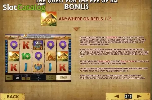 Feautures Description screen. Daring Dave & the Eye of Ra Κουλοχέρης