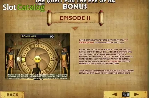 Οθόνη περιγραφής παιχνιδιού μπόνους. Daring Dave & the Eye of Ra Κουλοχέρης