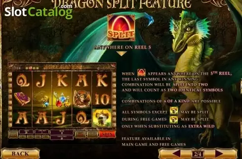 Feautures Description screen. Dragon Kingdom (Playtech) Κουλοχέρης
