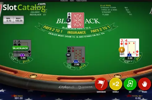 Οθόνη3. 21 Blackjack (Playtech Origins) Κουλοχέρης
