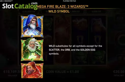 Οθόνη9. Mega Fire Blaze: 3 Wizards Κουλοχέρης