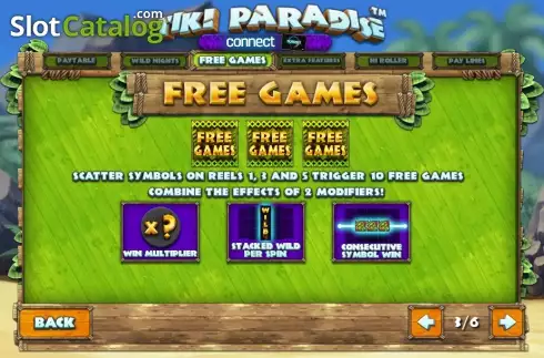 Πίνακας πληρωμών freespins. Tiki Paradise (Playtech) Κουλοχέρης