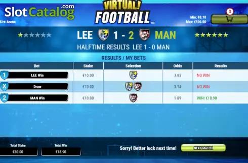 Οθόνη3. Virtual! Football Κουλοχέρης
