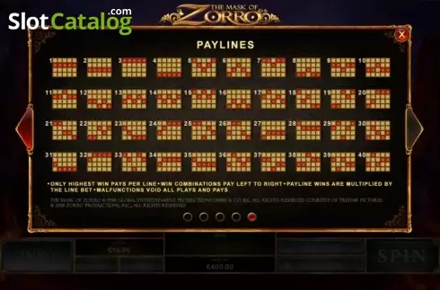 Οθόνη6. The Mask of Zorro (Playtech) Κουλοχέρης
