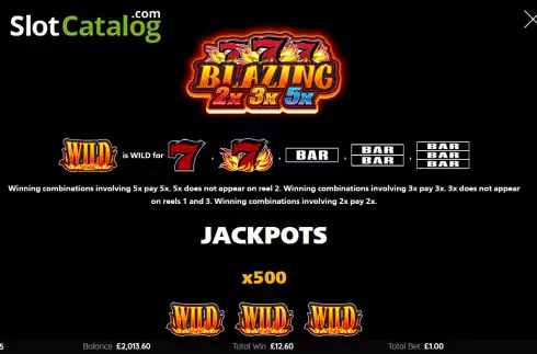 Οθόνη5. Blazing 777 2x 3x 5x Κουλοχέρης
