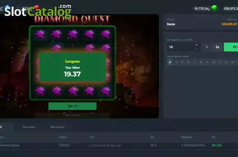 Οθόνη5. Diamond Quest Κουλοχέρης 