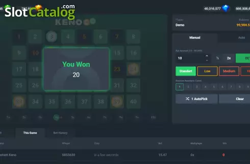 Οθόνη4. Instant Keno (Popok Games) Κουλοχέρης