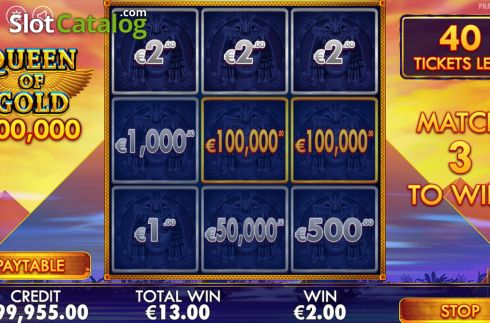 Οθόνη5. Queen of Gold Scratchcard Κουλοχέρης