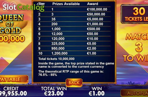 Οθόνη7. Queen of Gold Scratchcard Κουλοχέρης